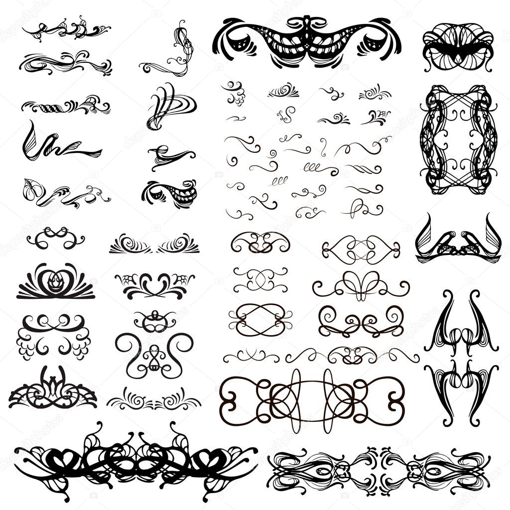 Vector collection of decorative oriental and classical elemnts