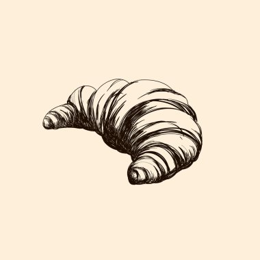 Elle çizilmiş illüstrasyon izole kruvasan .