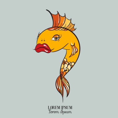 Komik güzel balık Vektör illüstrasyon 