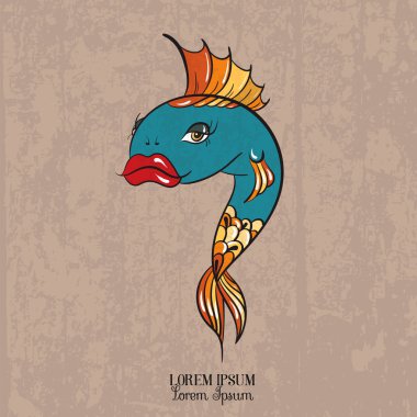 Komik güzel balık Vektör illüstrasyon 