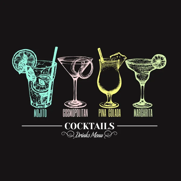Vektorillustration von alkoholischen Cocktails. — Stockvektor