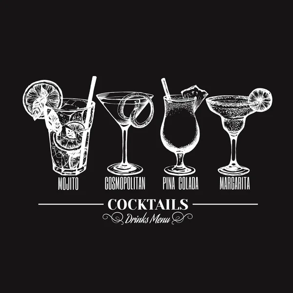 Ilustração vetorial de coquetéis alcoólicos . — Vetor de Stock