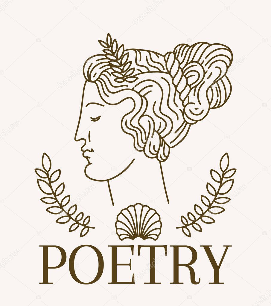 Poetry. Vector placard with hand drawn illustration isolated. Creative artwork. Template for card, poster, banner, print for t-shirt, pin, badge, patch.