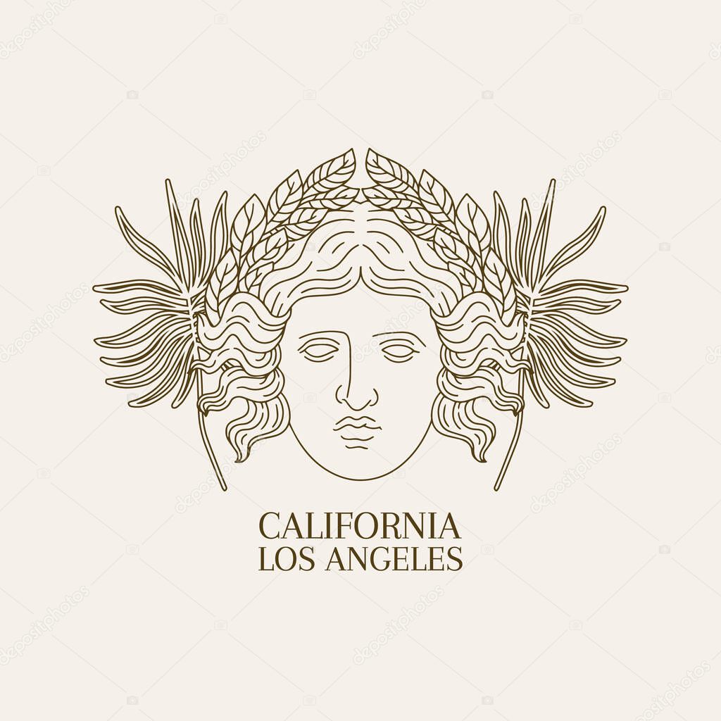California. Los Angeles. Vector placard with hand drawn illustration isolated. Creative artwork. Template for card, poster, banner, print for t-shirt, pin, badge, patch.