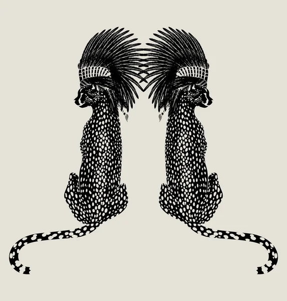 Vector Hand Drawn Minimalistic Illustration Cheetah Roach Creative Artwork Template — Stock Vector