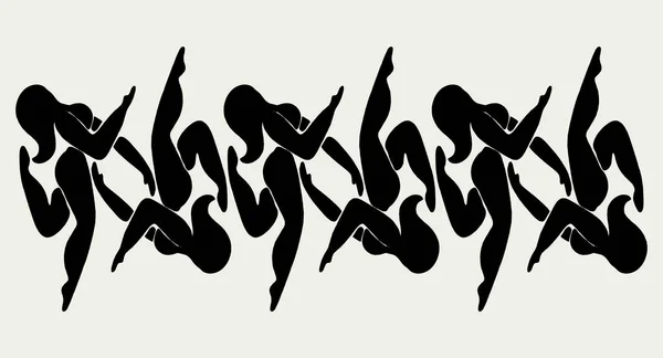 Vector Handgezeichnete Flache Darstellung Nackter Frauen Isoliert Kreative Minimalistische Kunstwerke — Stockvektor