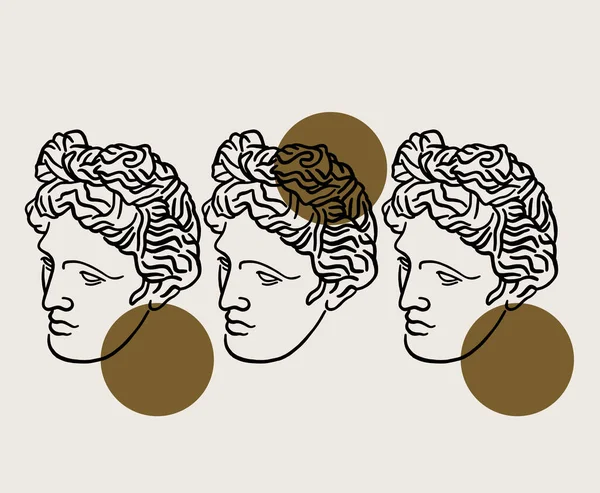 Vektor Kézzel Rajzolt Lapos Illusztrációja Antik Fejét Apollo Elszigetelt Tetoválás — Stock Vector