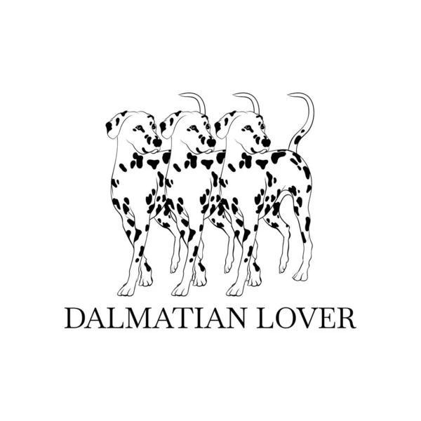 Dalmatiska Älskare Vektor Handritad Illustration Dalmatiska Isolerade Kreativa Realistiska Konstverk — Stock vektor