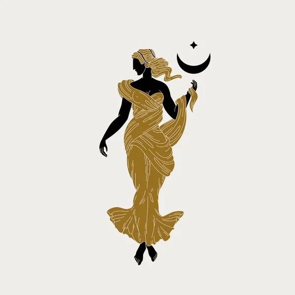 ヴィーナスの彫刻のベクトル手描きイラスト アンティークの女神との創造的なフラットアートワーク カード ポスター バナー Tシャツ バッジ パッチ用のテンプレート — ストックベクタ