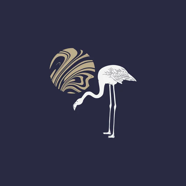 Vektor Handritad Minimalistisk Illustration Flamingo Och Planet Kreativa Konstverk Mall — Stock vektor