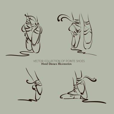 Vector collection  illustration of woman pointe shoes