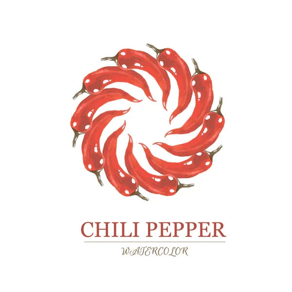 Akvarel ilustrace červené chili Pepper — Stockový vektor