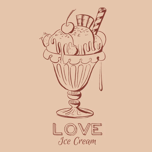 Ilustración vectorial dibujada a mano de helado . — Archivo Imágenes Vectoriales