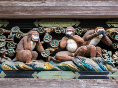 Nikko, Japonya'da Toshogu Tapınak, ünlü üç bilge maymunlar.