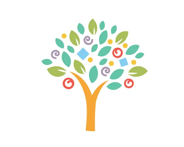 Logotipo de árvore moderna - Símbolo de árvore criativa colorida — Vetor de Stock