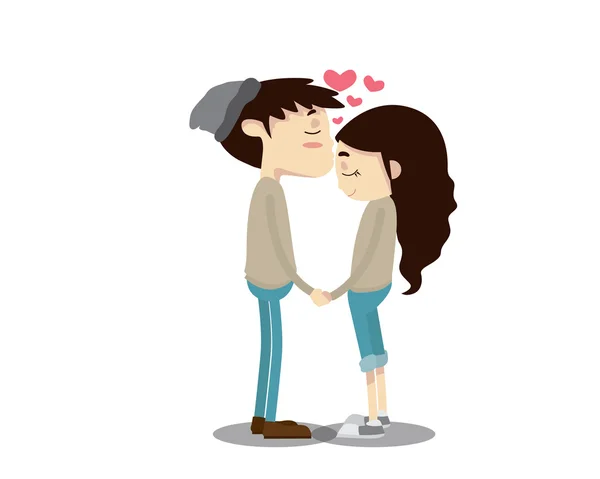 Ilustración de pareja romántica - beso en la frente — Vector de stock