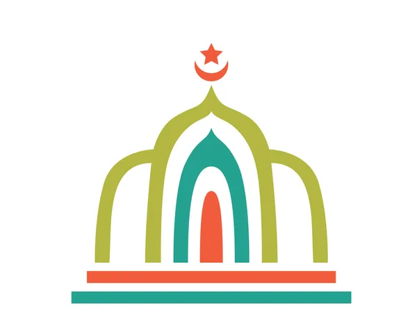 Simbolo del logo della moschea moderna - Curva Astratta Moschea Verde — Vettoriale Stock