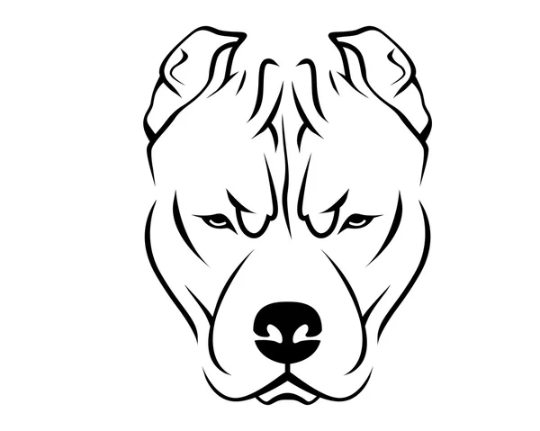 Dog Breed Line Art Logo - Pit Bull — Stock Vector