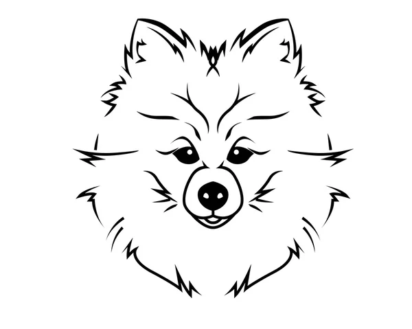 Chien Race Line Art Logo Poméranie — Image vectorielle