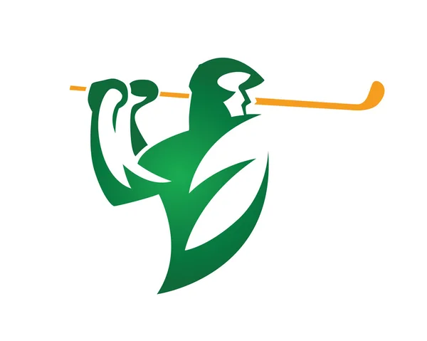 現代ゴルフ ロゴ - 緑の葉エコ ゴルフ シンボル — ストックベクタ