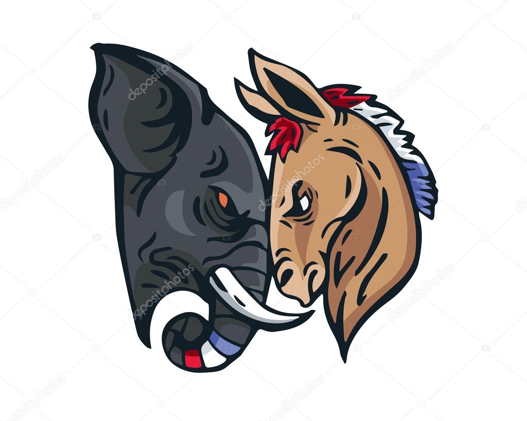 USA Democrat Vs Republican Election Match Cartoon
