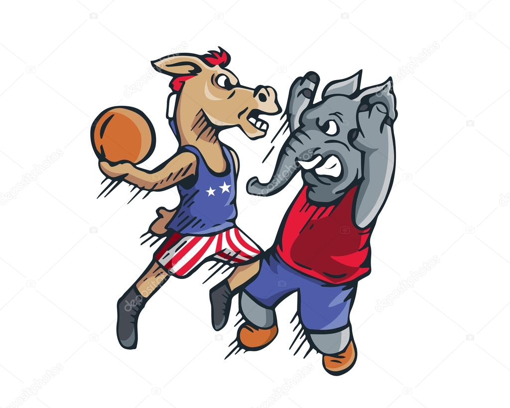 USA Democrat Vs Republican Election Match Cartoon