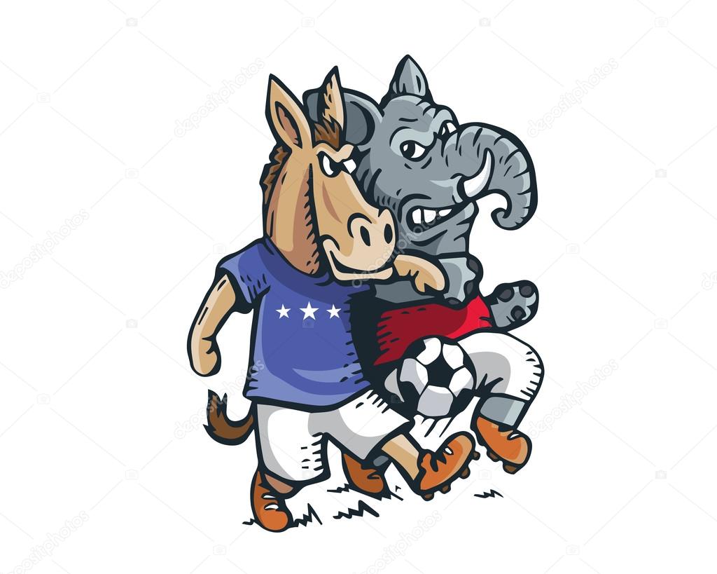 USA Democrat Vs Republican Election Match Cartoon