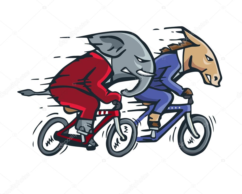 USA Democrat Vs Republican Election Match Cartoon