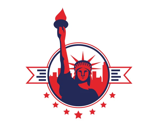 现代美国独立日 Logo-雕像自由精神徽章 — 图库矢量图片