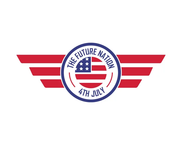Logo del moderno giorno dell'indipendenza americana - celebrazione del distintivo dell'ala dell'esercito — Vettoriale Stock