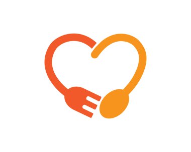 Modern temiz Restoran Logo - aşk mutfağı sembolü