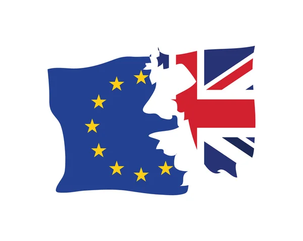 Nagy-Britannia Brexit határozat grafikus - Torned Európai Unió és az Egyesült Királyság lobogója — Stock Vector