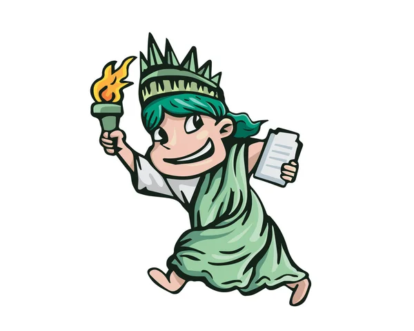 Amerikai Szabadság szobor karikatúra - üldözi az amerikai álom — Stock Vector