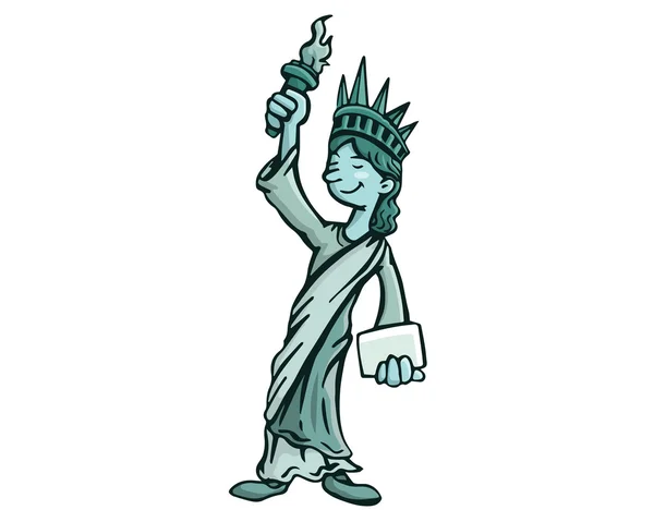 Amerikaanse Liberty standbeeld karikatuur - Onafhankelijkheidsdag geest — Stockvector