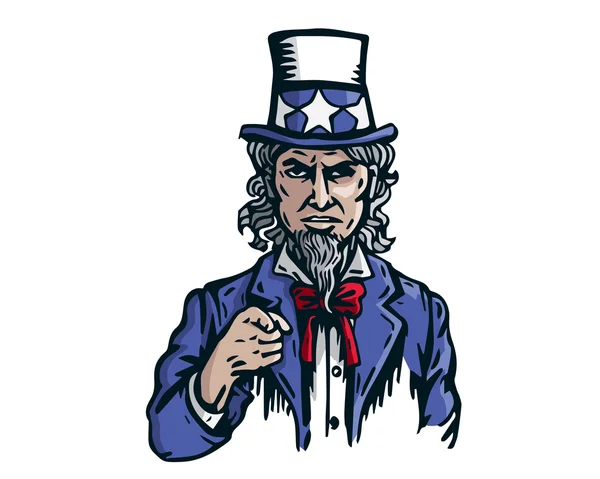 Uncle Sam amerikai hazafias karikatúra - a szuper erő játék — Stock Vector