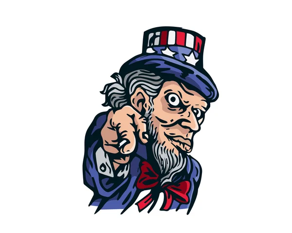 Uncle Sam Amerikaanse patriottische karikatuur - We moeten allemaal vrijheid — Stockvector