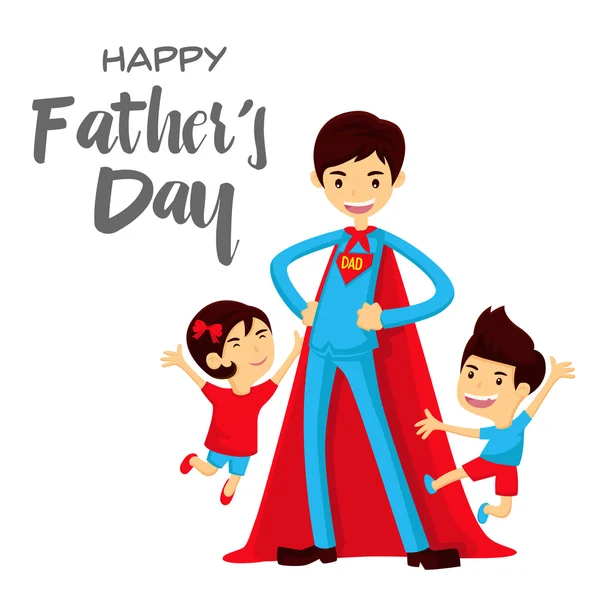 Happy Father's Day Card - Super held papa aan de redding — Stockvector