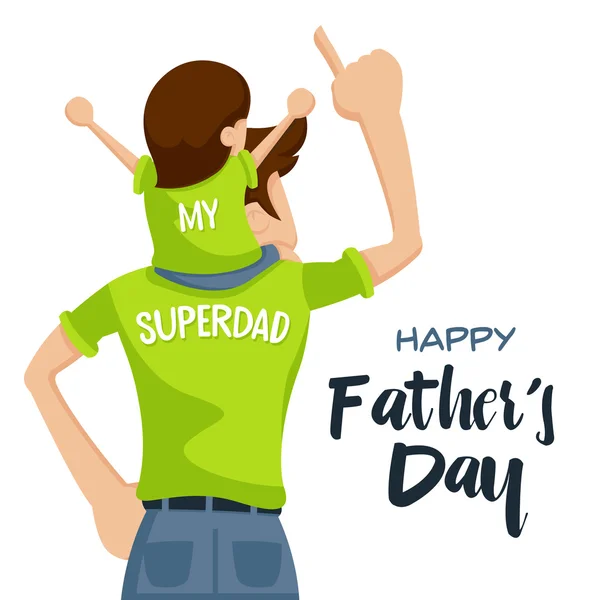 Tarjeta del día del padre feliz - Precioso momento feliz con Superdad — Vector de stock