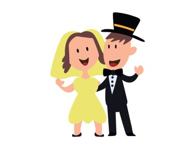 Çift karakter - şirin mutlu evlilik çift düğün izole