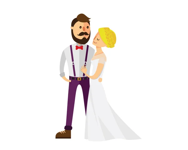 Personaje de pareja de boda aislada - Pareja feliz emocionada — Archivo Imágenes Vectoriales