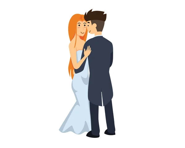 Personnage isolé de couple de mariage - La danse de mariage — Image vectorielle