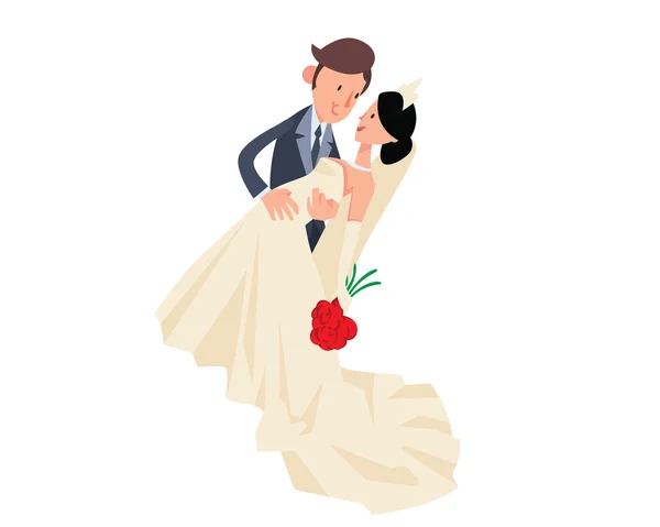 Personnage isolé de couple de mariage - Mariés romantiques — Image vectorielle