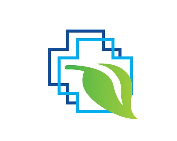 Modern egészségügyi orvosi logó - ökológiai zöld növényt orvosi termék szimbólum — Stock Vector