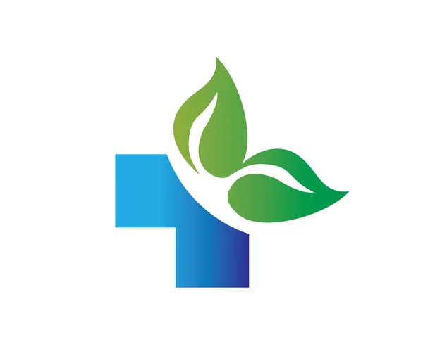 Modern egészségügyi orvosi Logo - kék szerves egészségügyi termék szimbólum — Stock Vector