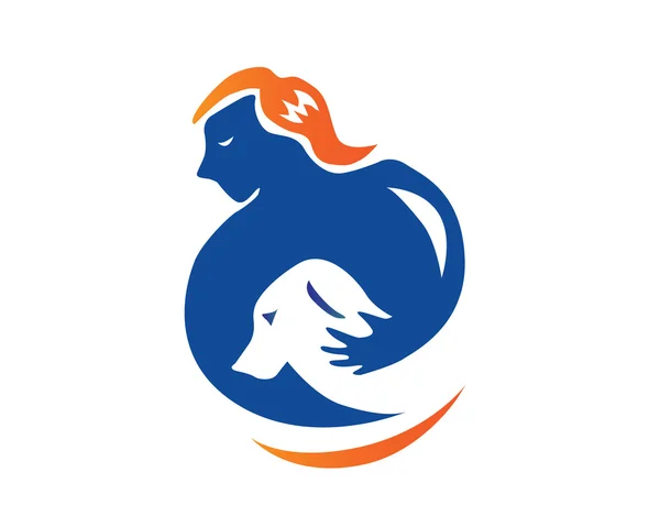 Nowoczesne Logo pieścić - niebieski pies trener Symbol — Wektor stockowy