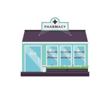 Modern düz ticari bina - eczane