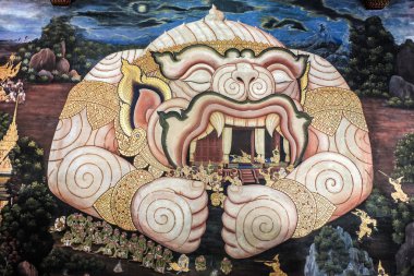 Ramayana geleneksel Tay Sanat, Hanuman tutmak Rama onun dudaklarından