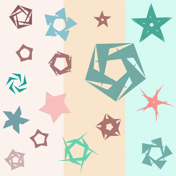 Patrón de elementos giratorios, estrellas — Vector de stock