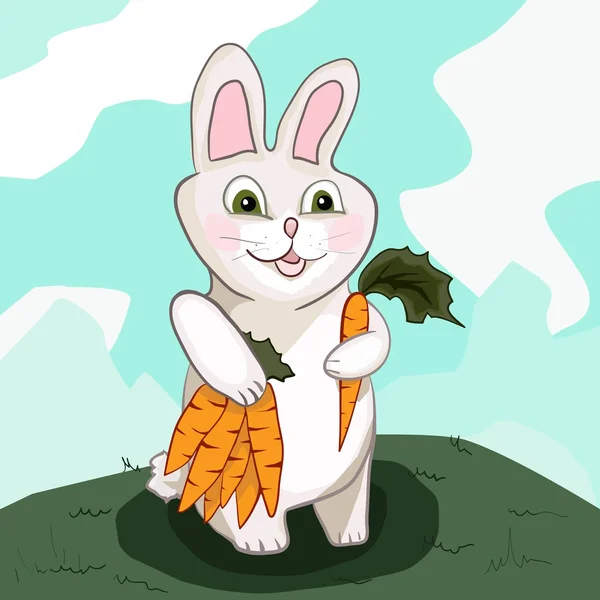 Bunny with carrot — Stock Vector