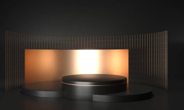 Metnin için boş yeri olan podyum. 3d oluşturma